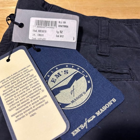 NWT Mens Em's of Masons Navy Blue Cotton Flat Front Public Pop Chino Shorts 36 * - Picture 6 of 7